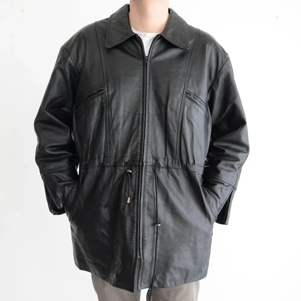 Vintage Danier Black Zip  Up 100% Leather Jacket Size Medium
